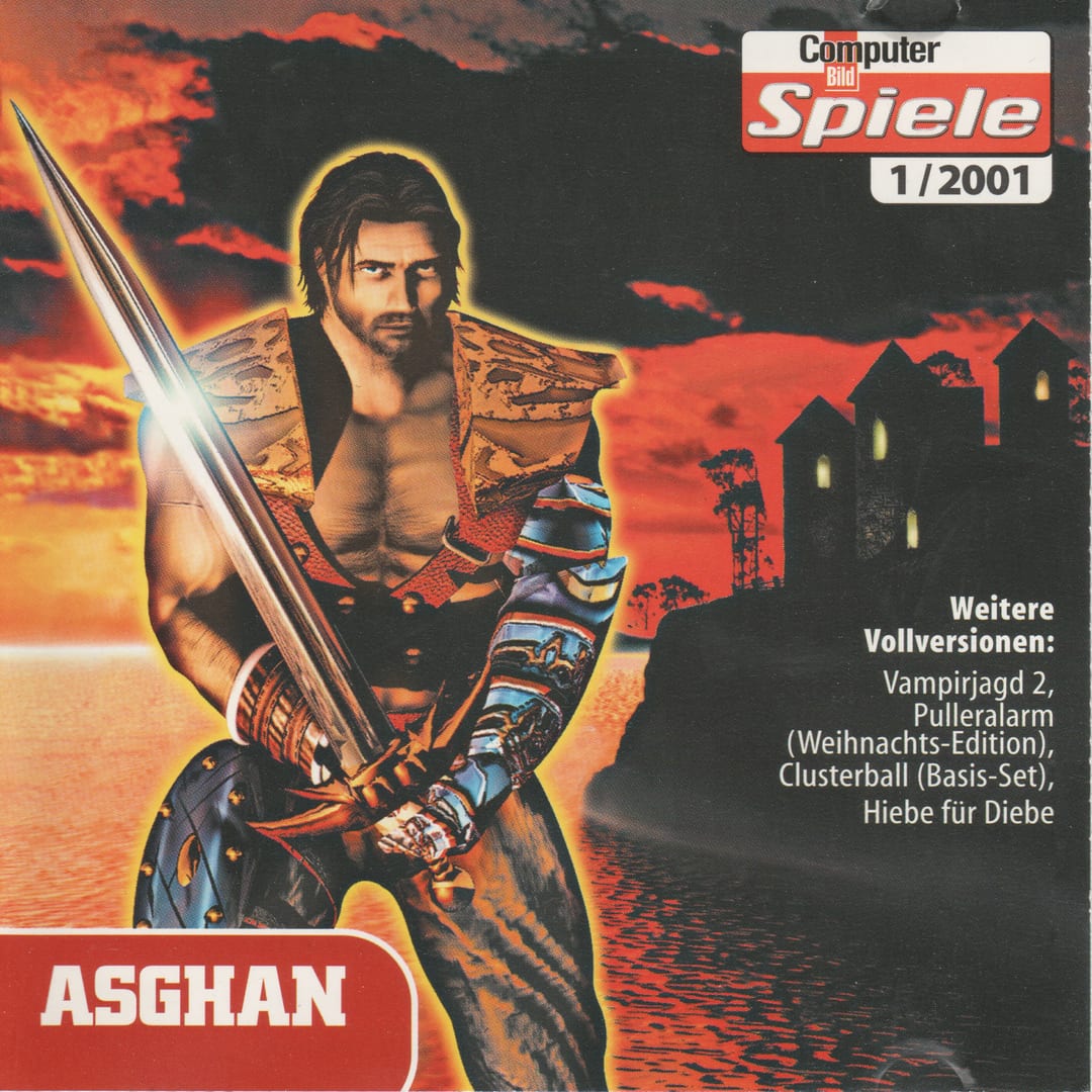Computer Bild Spiele 1/2001 cover-disc front featuring Asghan.