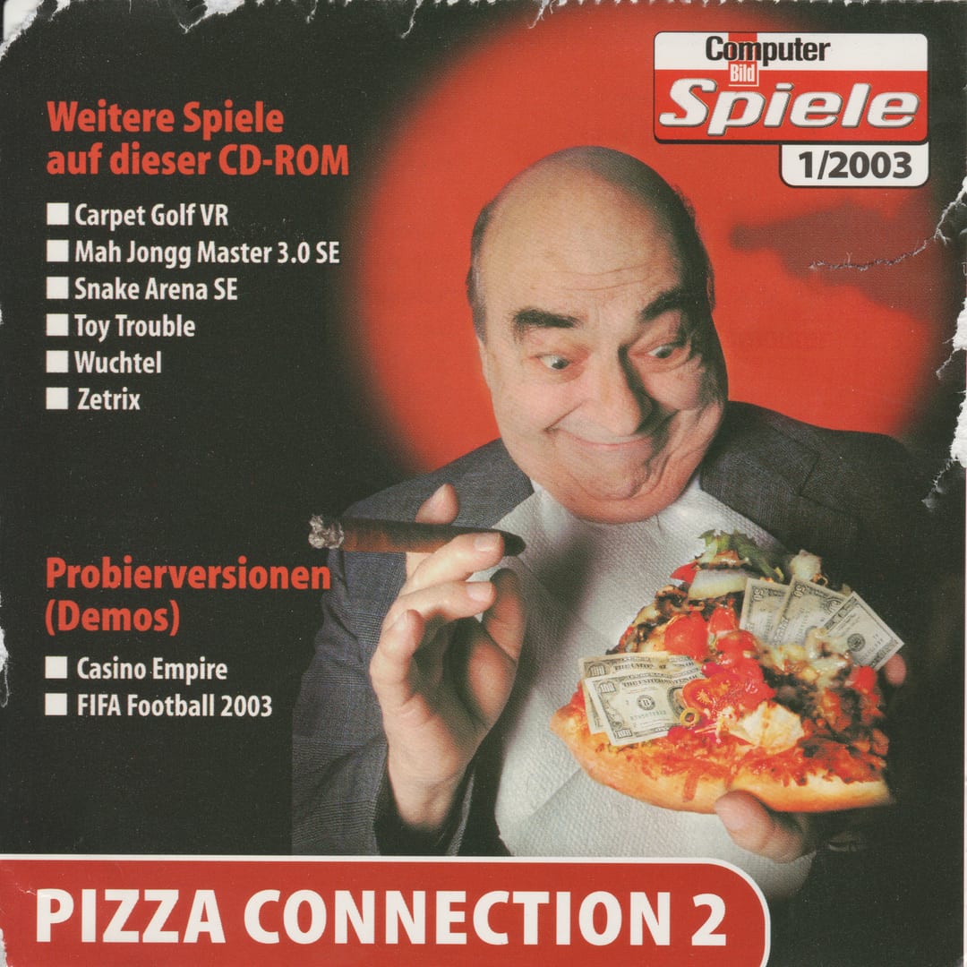 Computer Bild Spiele 1/2003 cover-disc front featuring Pizza Connection 2.