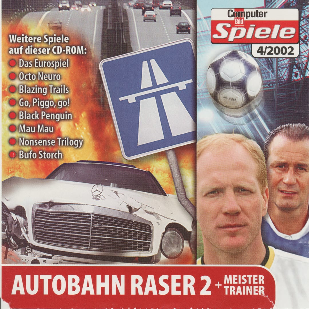 Computer Bild Spiele 4/2002 cover-disc front featuring Autobahn Raser 2.